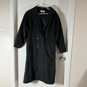 VINTAGE Loring Wool Cashmere Coat Black Women's Size L/XL Made in USA